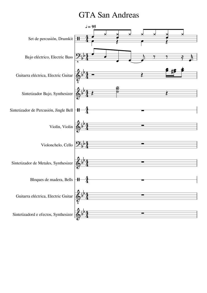 Gta San Andreas Main Theme Sheet Music For Violin Percussion