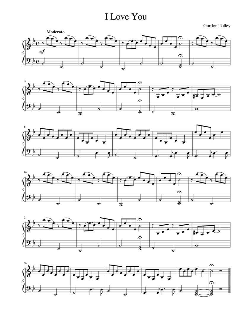 I Love You Sheet music for Piano | Download free in PDF or MIDI