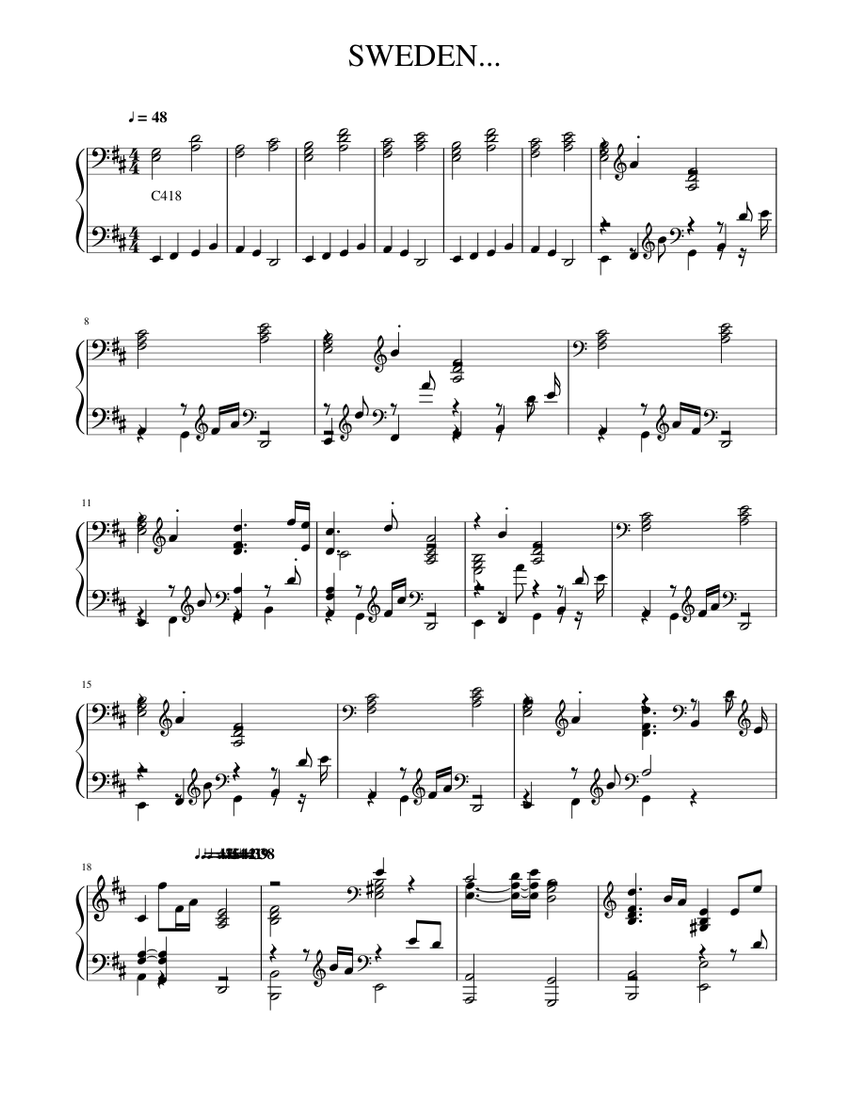Sweden Sheet music for Piano | Download free in PDF or MIDI | Musescore.com