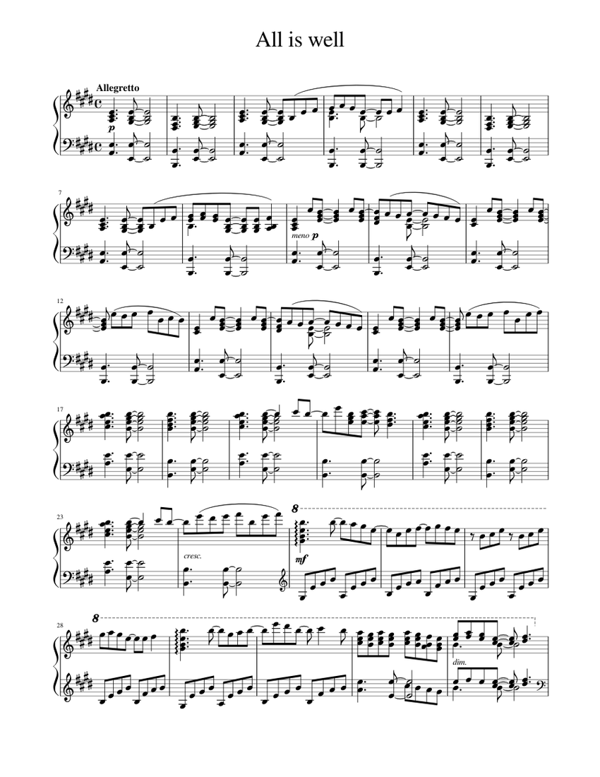 All is well Sheet music for Piano (Solo) | Musescore.com
