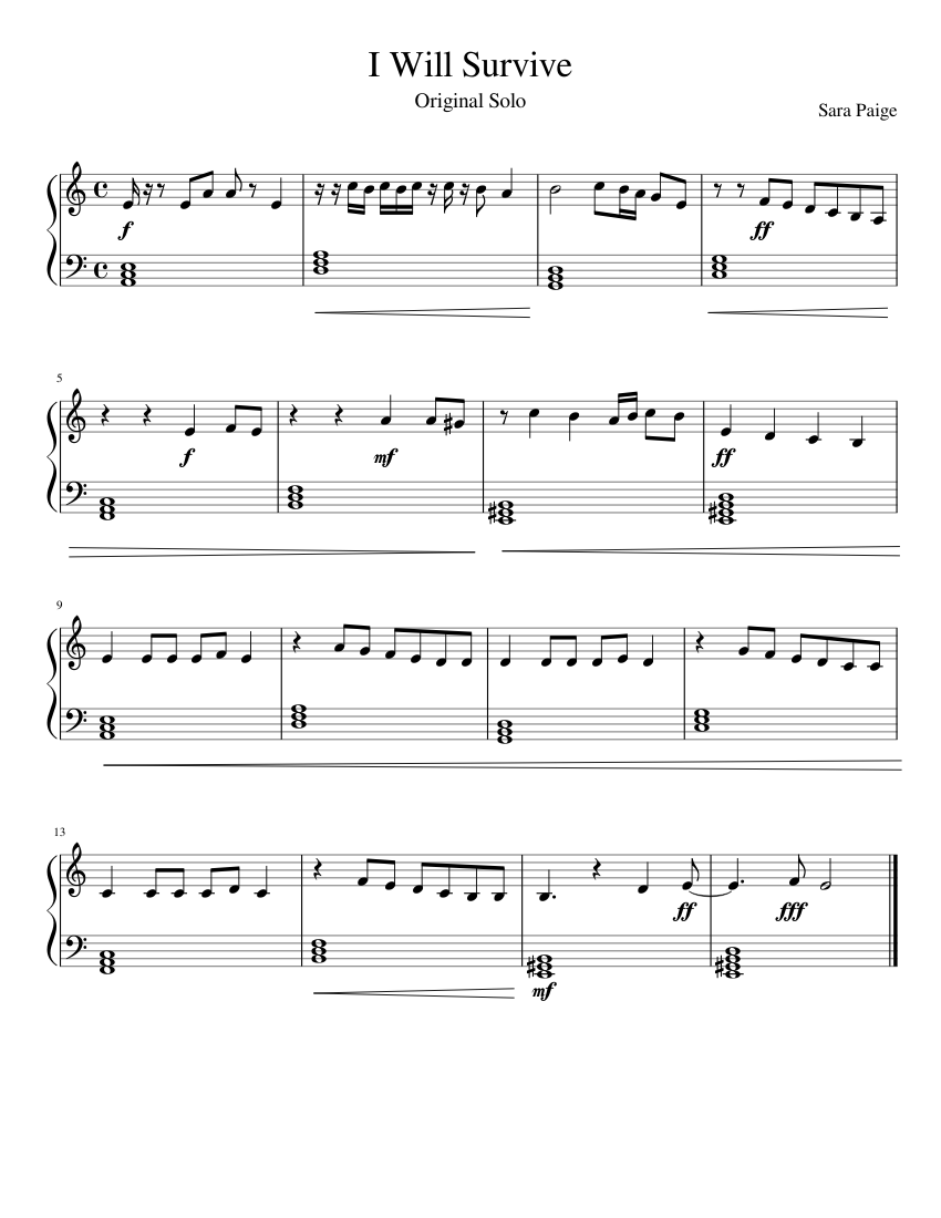 I Will Survive sheet music for Piano download free in PDF or MIDI