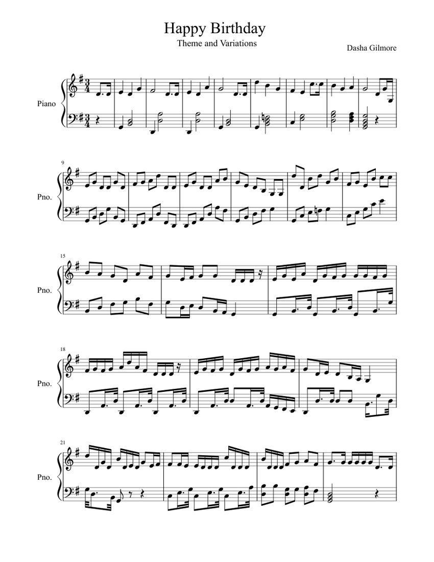 Happy Birthday Sheet music for Piano | Download free in PDF or MIDI ...