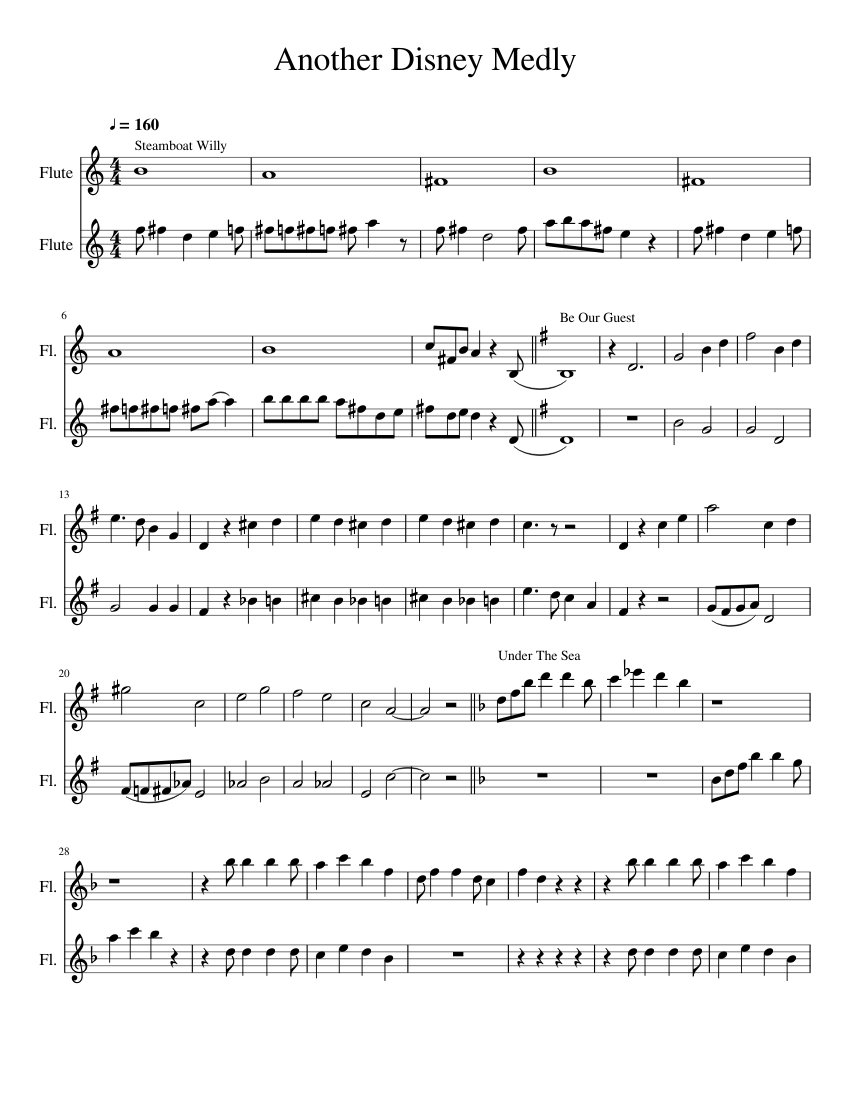 Another Disney Medly sheet music for Flute download free