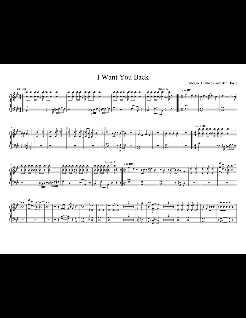 I Want You Back sheet music for Piano download free in PDF or MIDI
