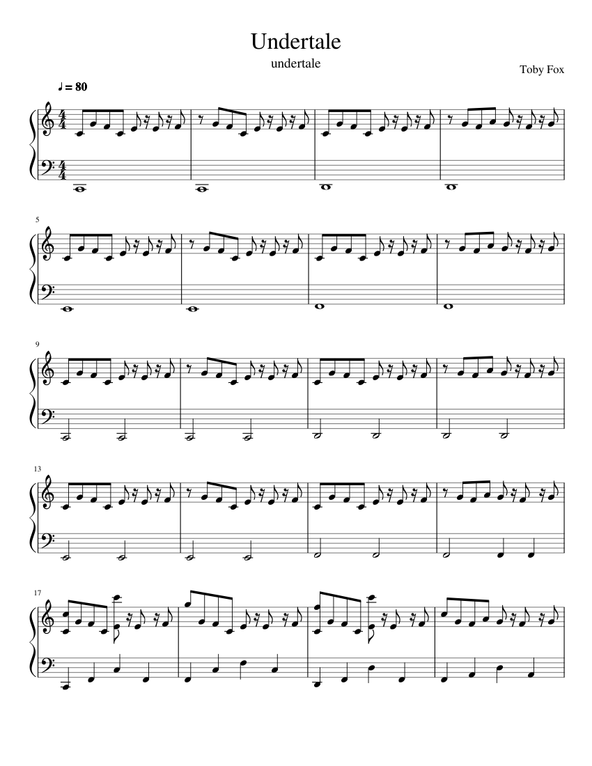 Undertale Sheet music for Piano | Download free in PDF or MIDI