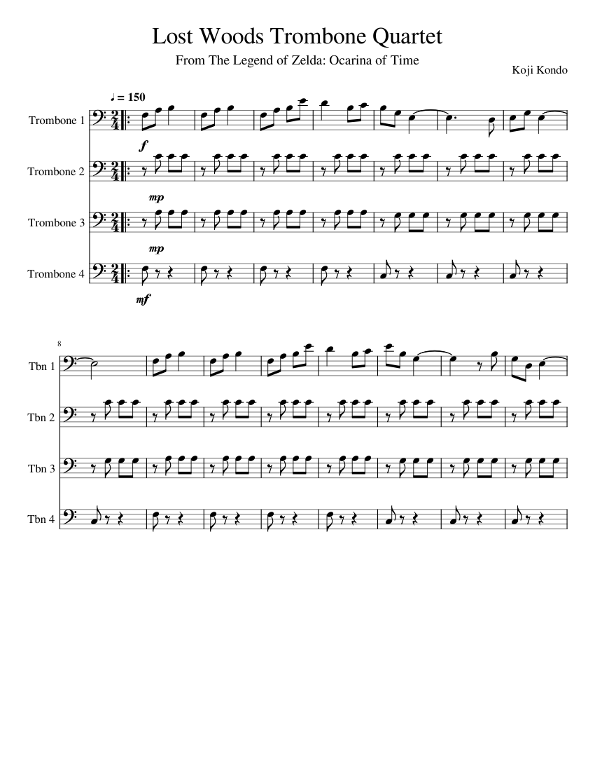 Lost Woods Trombone Quartet Sheet music for Trombone (Mixed Quartet