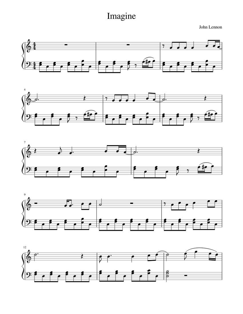 Imagine Sheet music for Piano (Solo) | Musescore.com