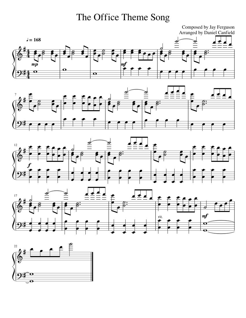 The Office Theme Song Sheet music for Piano (Solo) | Musescore.com