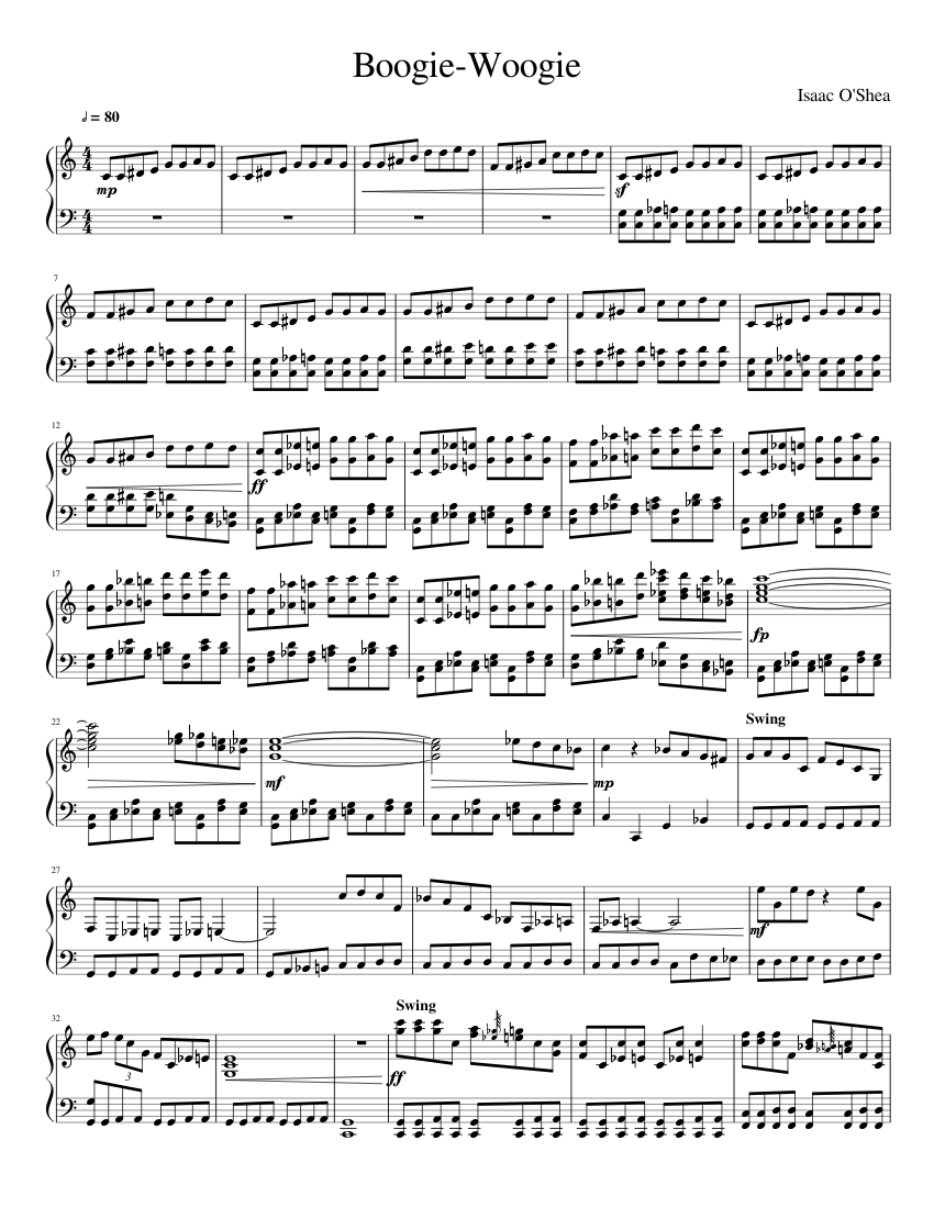 Boogie-Woogie sheet music for Piano download free in PDF or MIDI