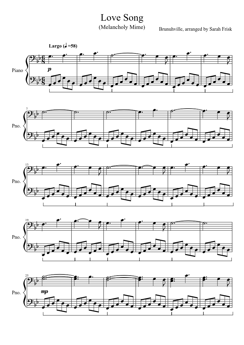 Love Song sheet music for Piano download free in PDF or MIDI