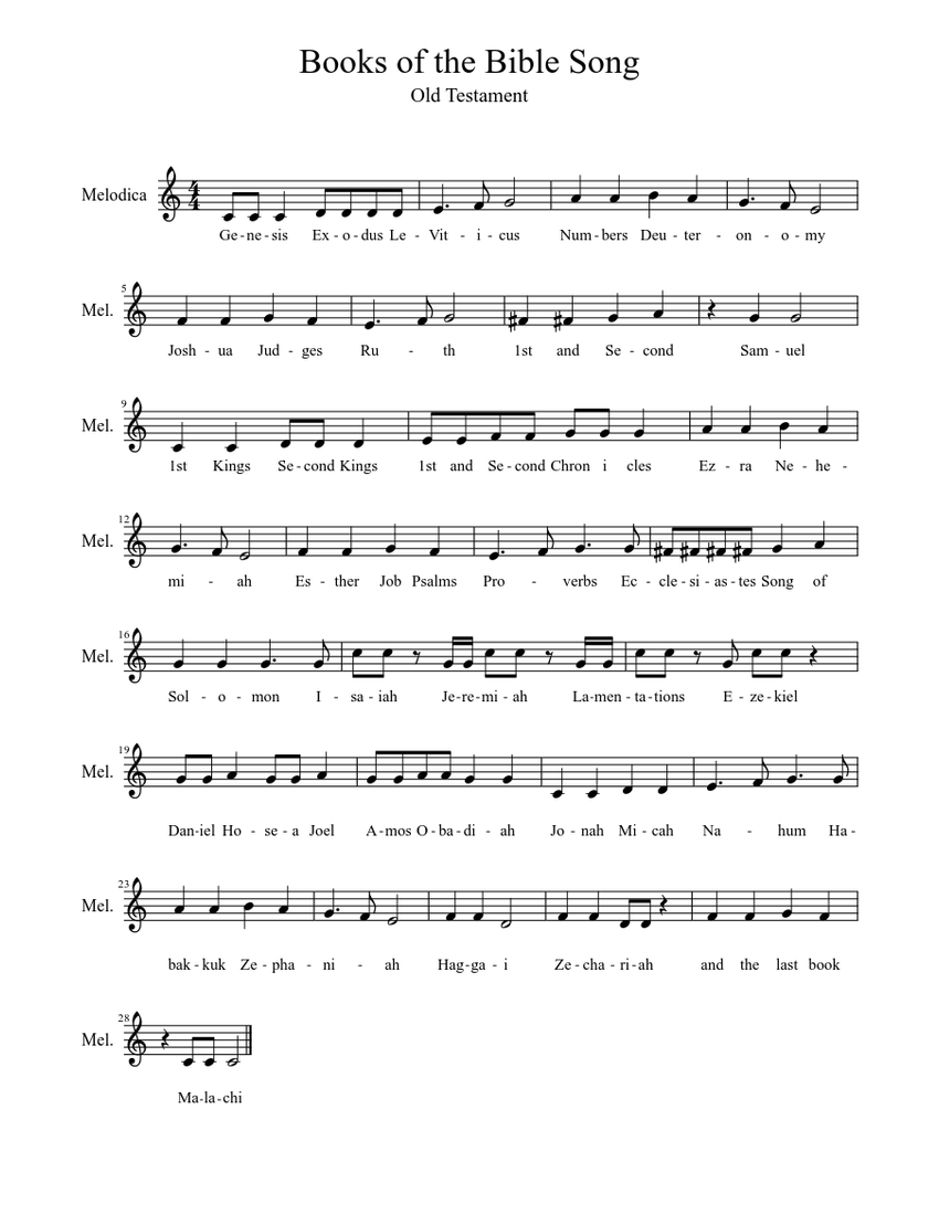 Books of the Bible Song Sheet music for Harmonica ...
