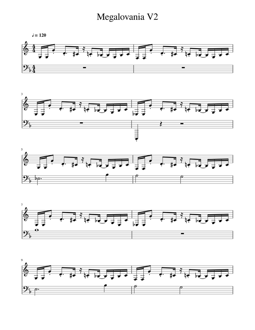 Megalovania V2 Sheet music for Piano, Guitar (Mixed Duet) | Musescore.com