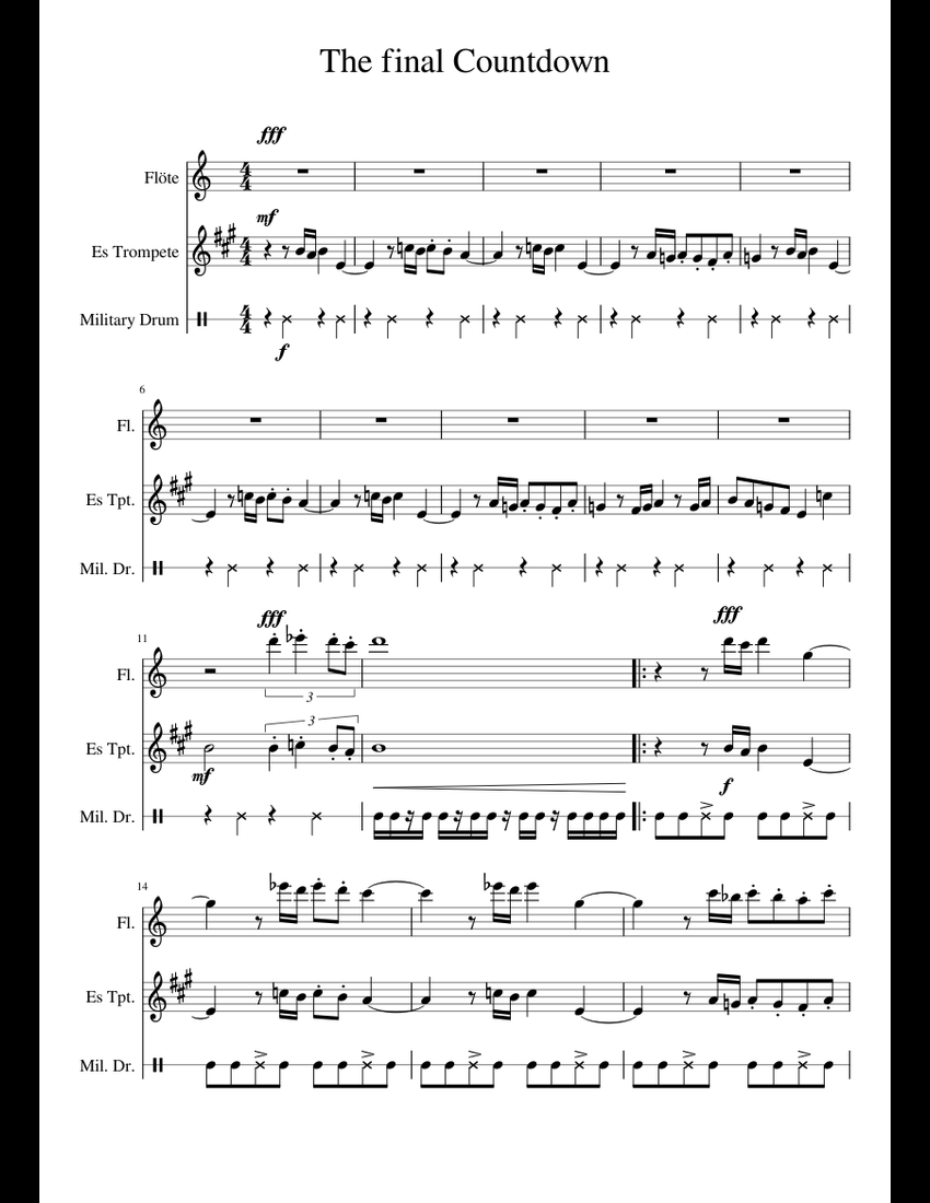 The Final Countdown sheet music download free in PDF or MIDI