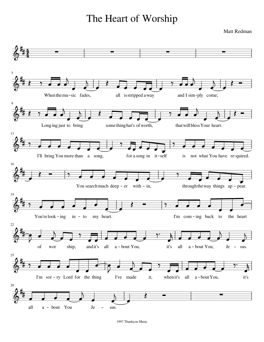 The Heart of Worship sheet music for Piano download free in PDF or MIDI