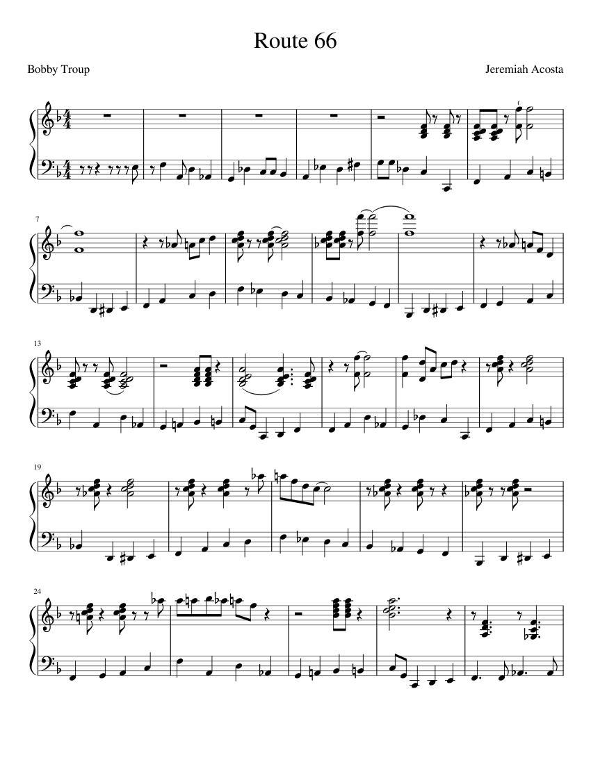Route 66 Piano bass Sheet Music For Piano Download Free In PDF Or MIDI route-66-piano-bass-sheet-music-for-piano-download-free-in-pdf-or-midi