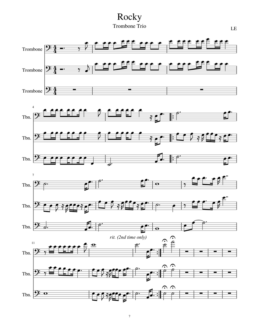 Rocky Sheet music for Trombone (Mixed Trio) | Musescore.com