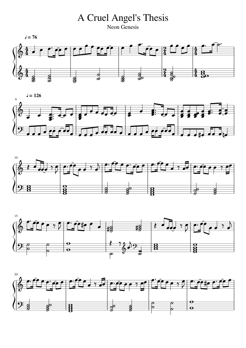 a cruel angel's thesis flute sheet music