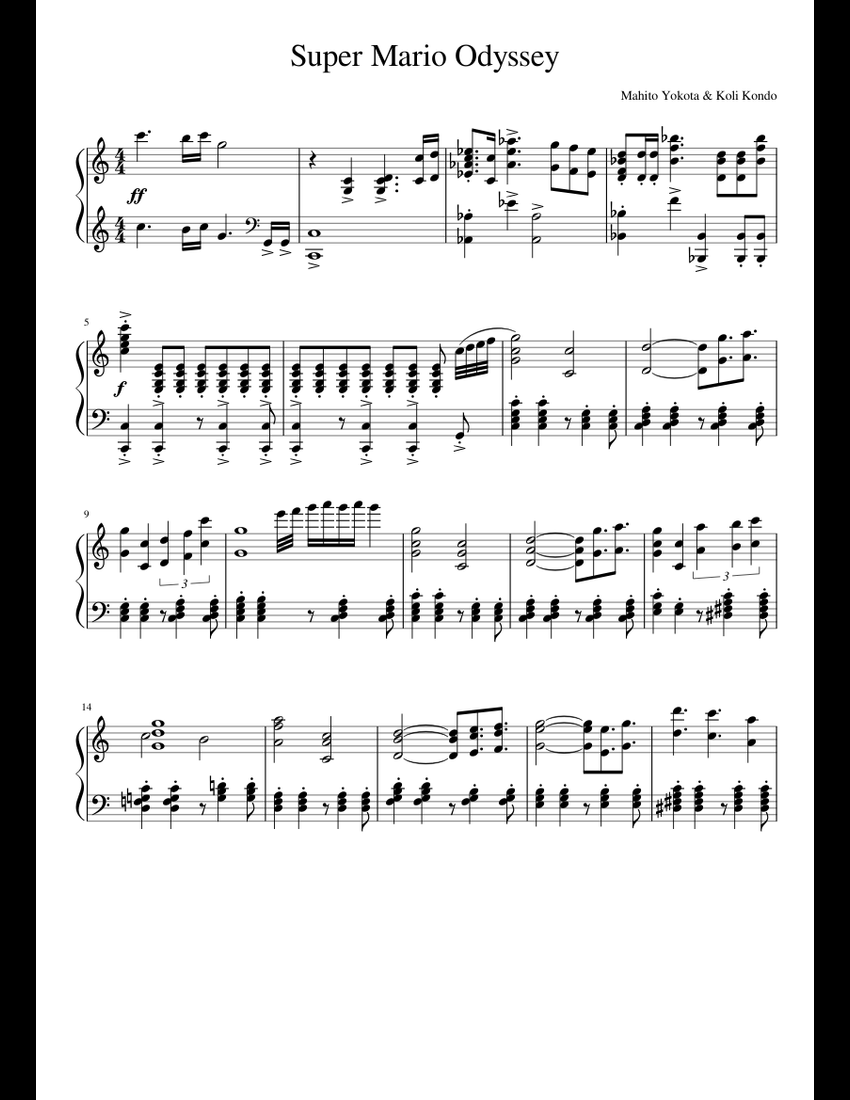 Super Mario Odyssey sheet music for Piano download free in PDF or MIDI