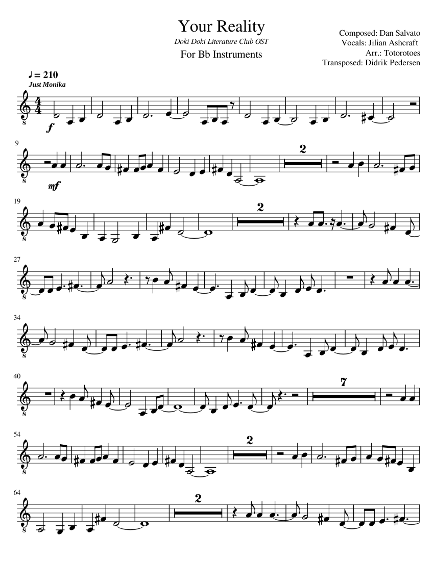 Your Reality Bb Sheet music for (Bass) (Solo)