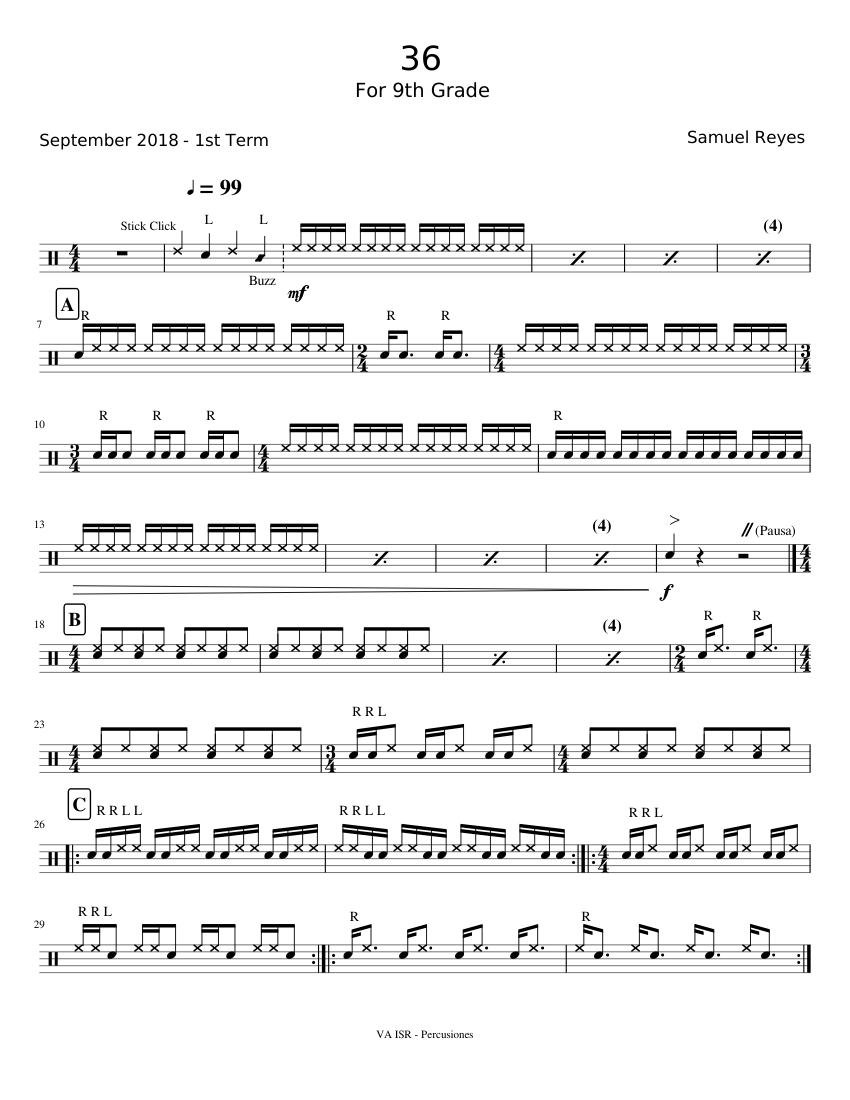 36 Sheet music for Snare Drum (Percussion Duet) | Musescore.com