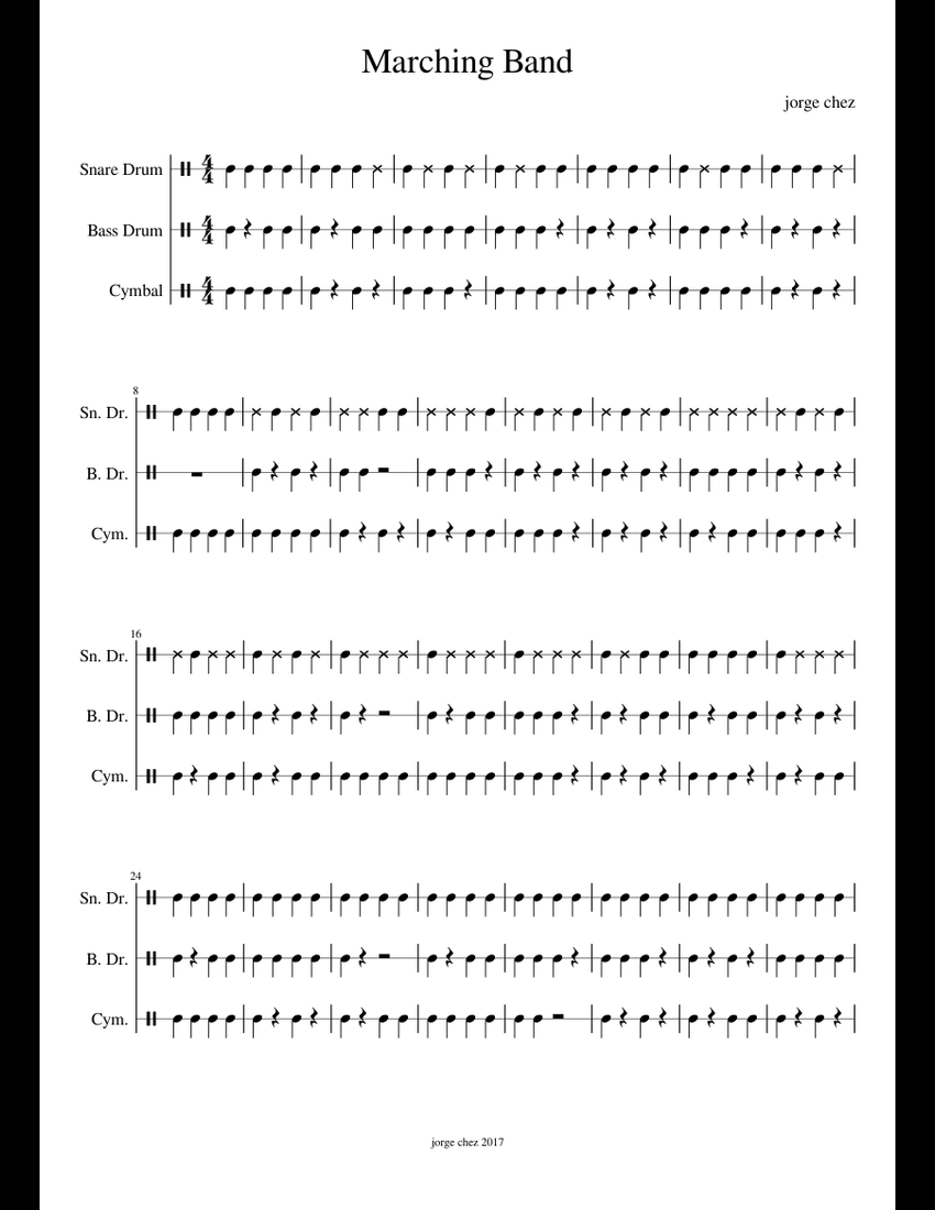 Marching Band sheet music for Percussion download free in PDF or MIDI