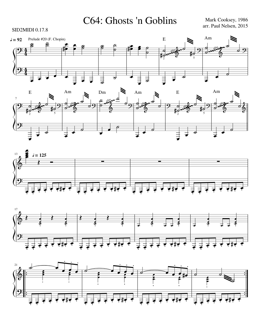 Ghosts 'n Goblins Sheet music for Piano Download free in