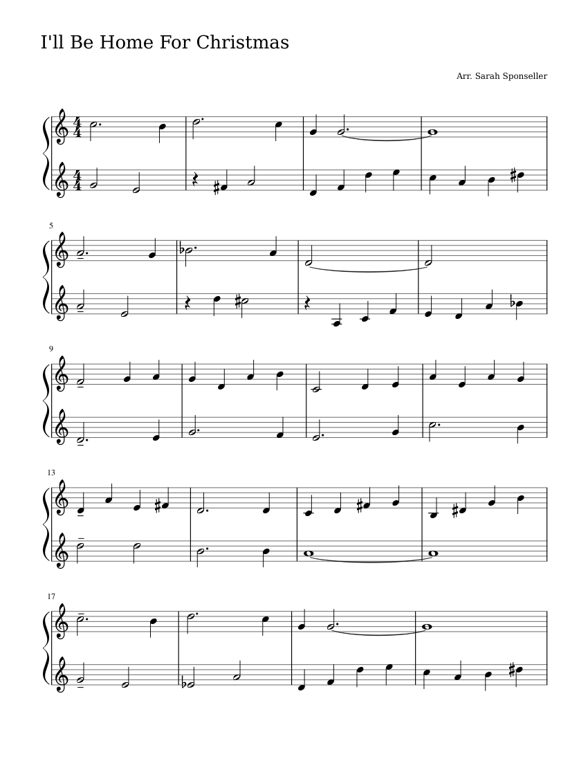 I'll Be Home for Christmas, violin duet sheet music for Piano download free in PDF or MIDI