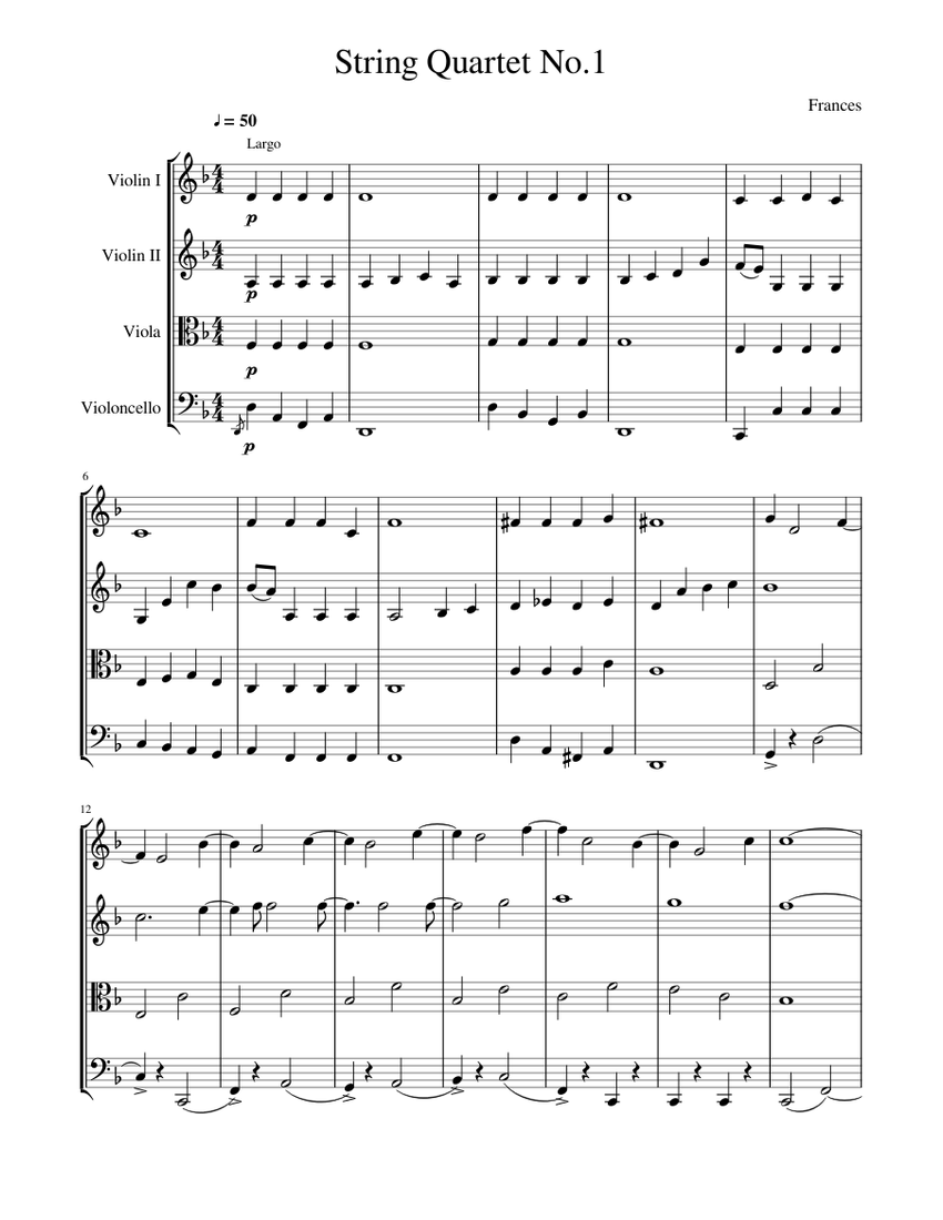 String Quartet No.1 Sheet music for Percussion Download free in PDF