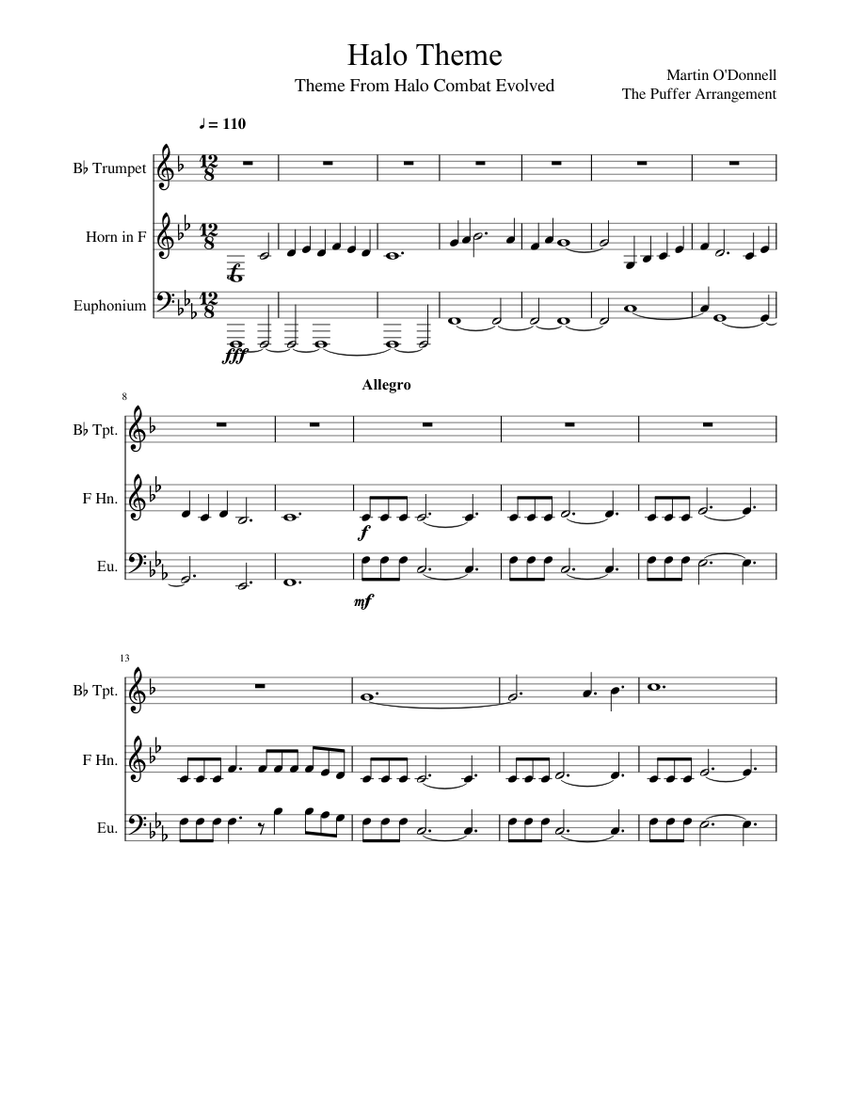 Halo Theme for Brass Sheet music for Saxophone (Alto), Bassoon