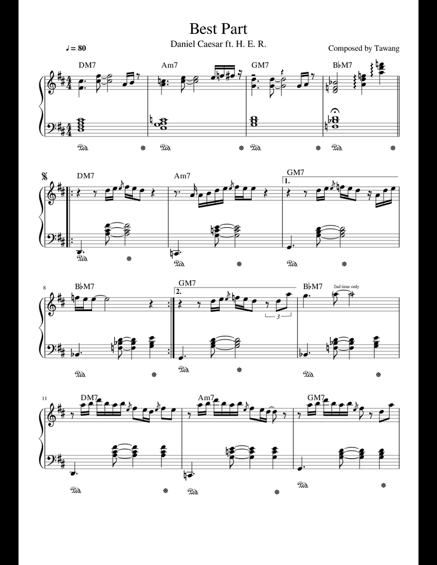 Best Part sheet music for Piano download free in PDF or MIDI