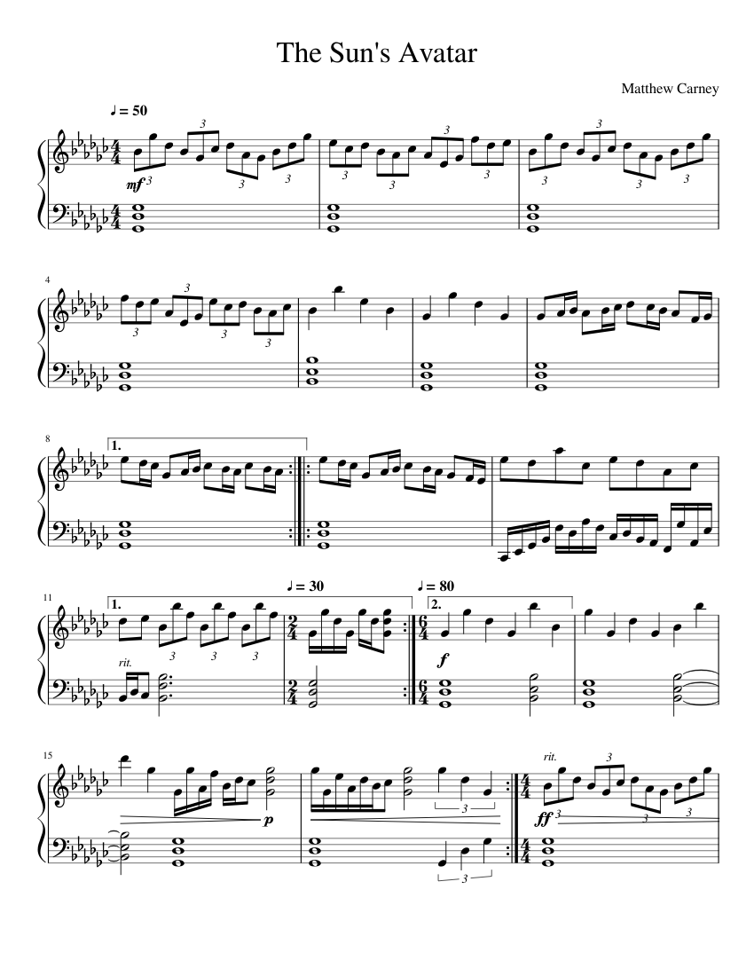 The Sun's Avatar Sheet music for Piano (Solo) | Musescore.com
