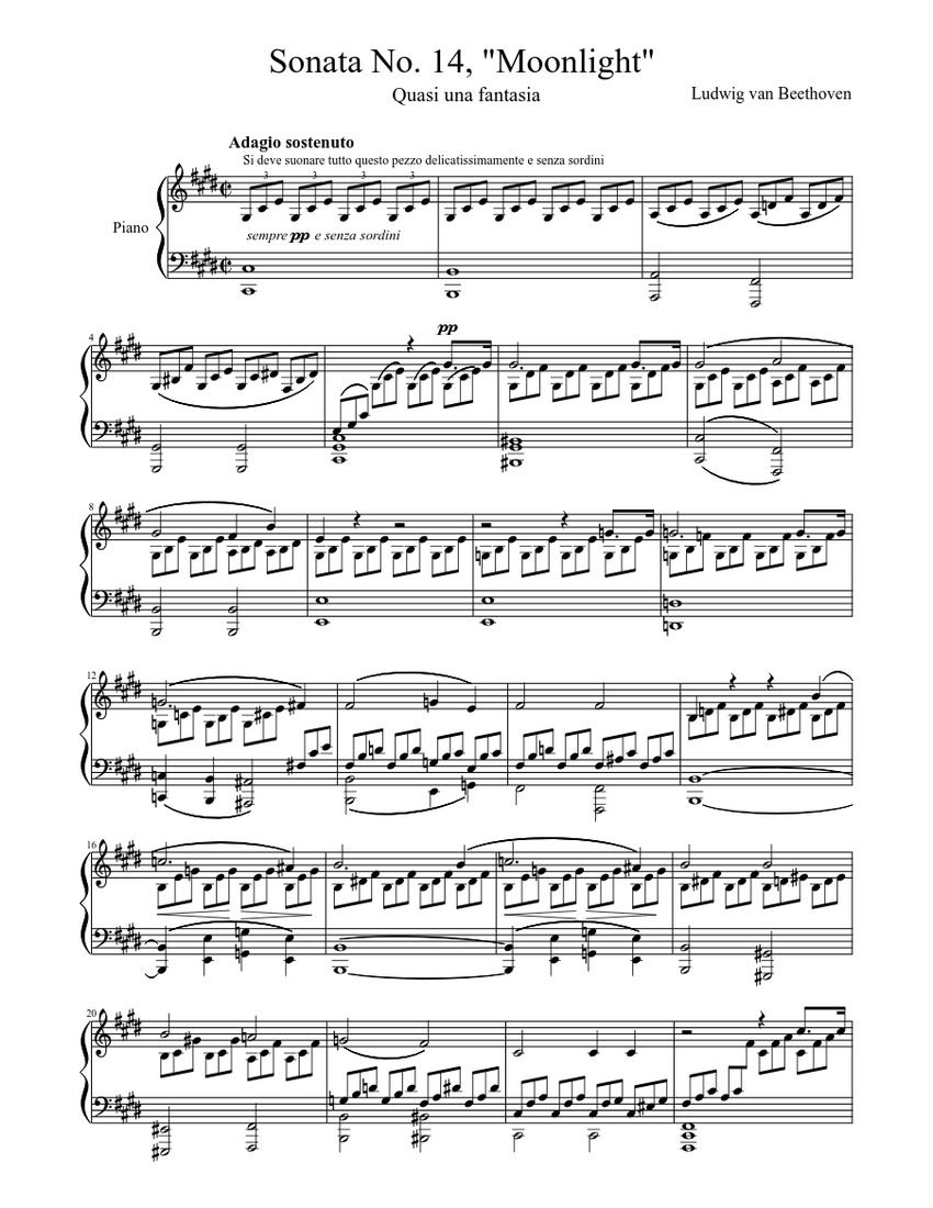 Moonlight Sonata.mscz Sheet music for Piano (Solo) | Musescore.com