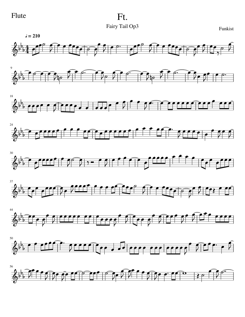 Ft Fairy Tail Sheet Music For Flute Solo Musescore Com
