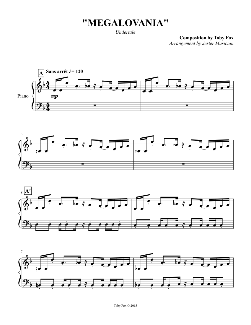 Undertale - 100 "MEGALOVANIA" sheet music for Piano download free in PDF or MIDI