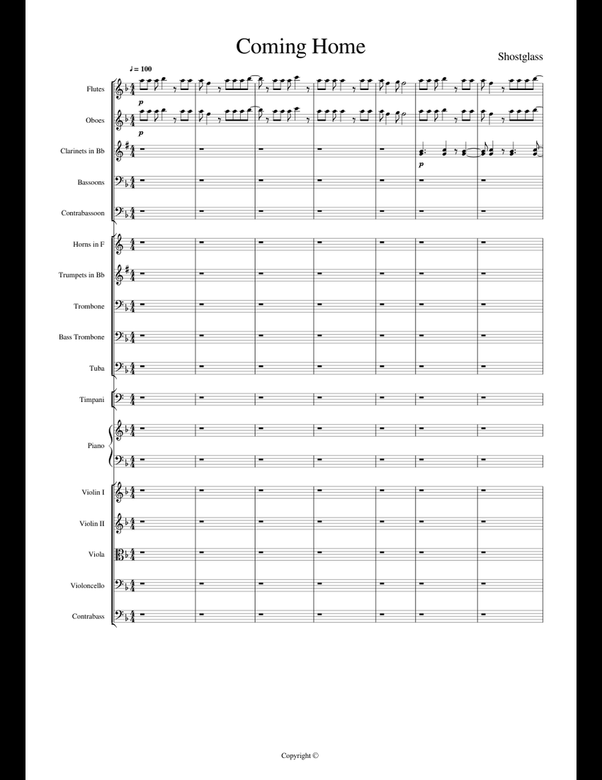 Coming Home sheet music for Flute, Clarinet, Piano, Violin download ...