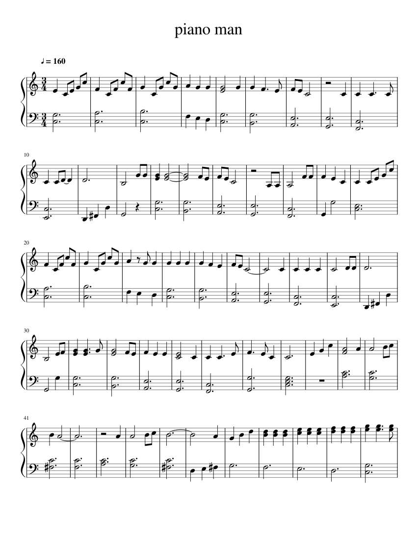 Piano Man Piano sheet music for Piano download free in PDF or MIDI