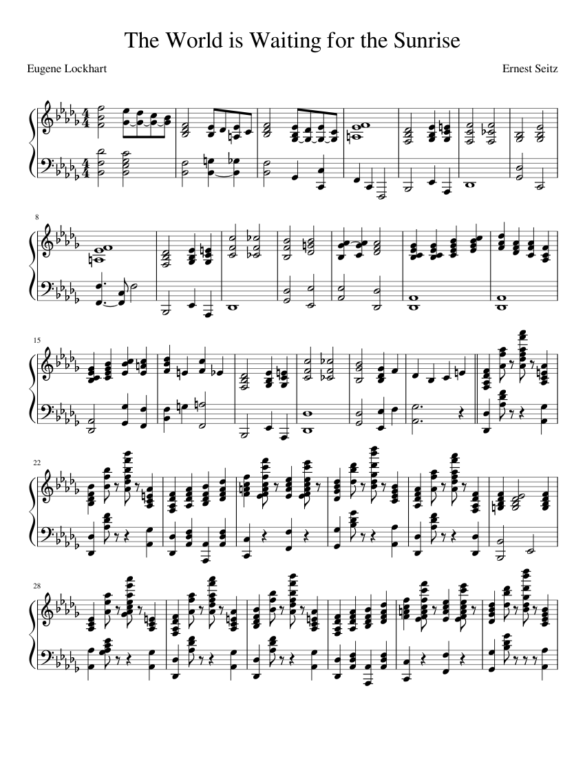 The World is Waiting for the Sunrise sheet music for Piano download