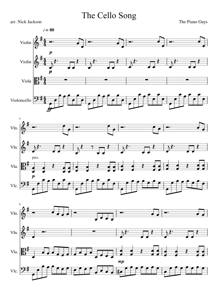 The Cello Song sheet music for Violin, Viola, Cello download free in