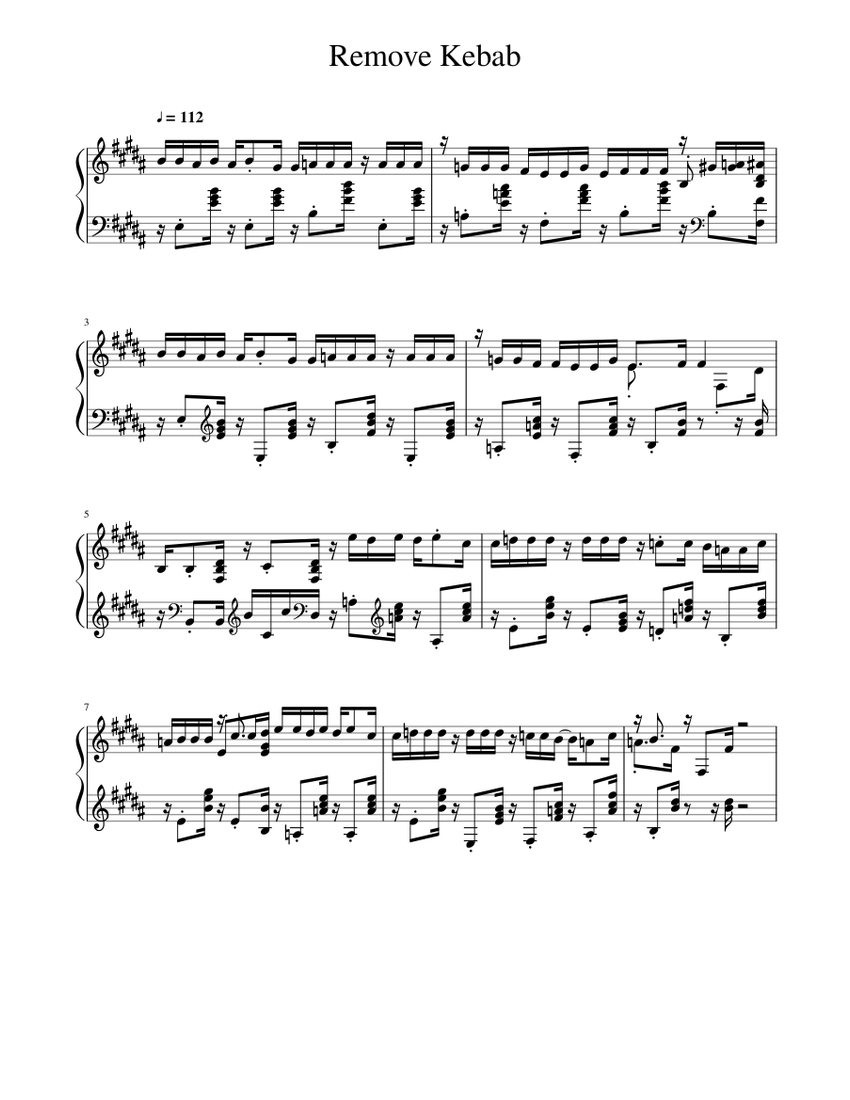 Remove Kebab Sheet music for Piano | Download free in PDF or MIDI