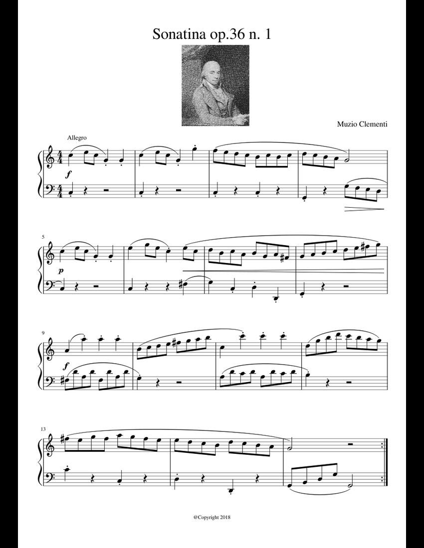 Sonatina op 36 n 1 Muzio Clementi sheet music for Piano download free ...