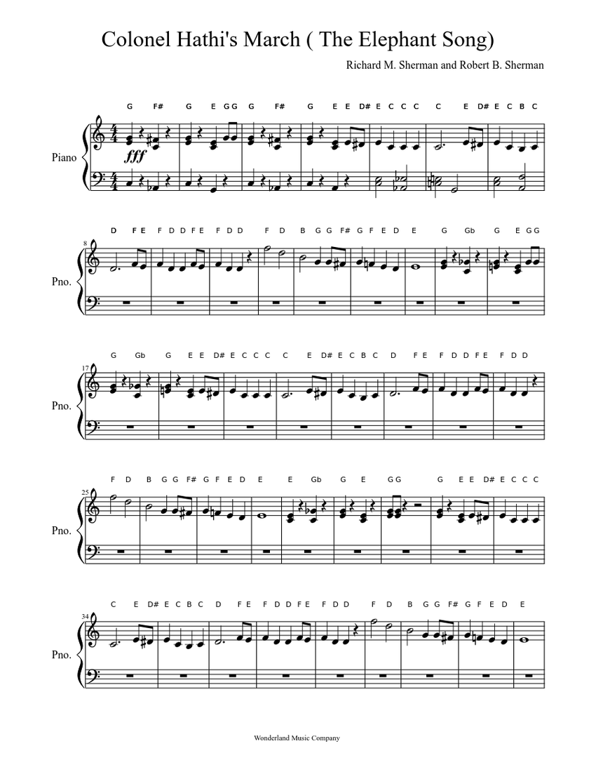 Colonel Hathi's March ( The Elephant Song) Sheet music | Musescore.com