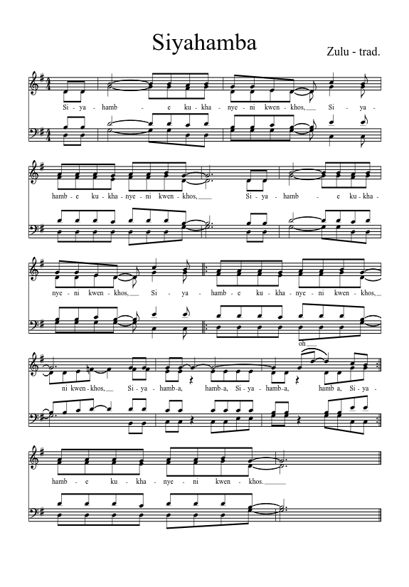 Siyahamba sheet music download free in PDF or MIDI
