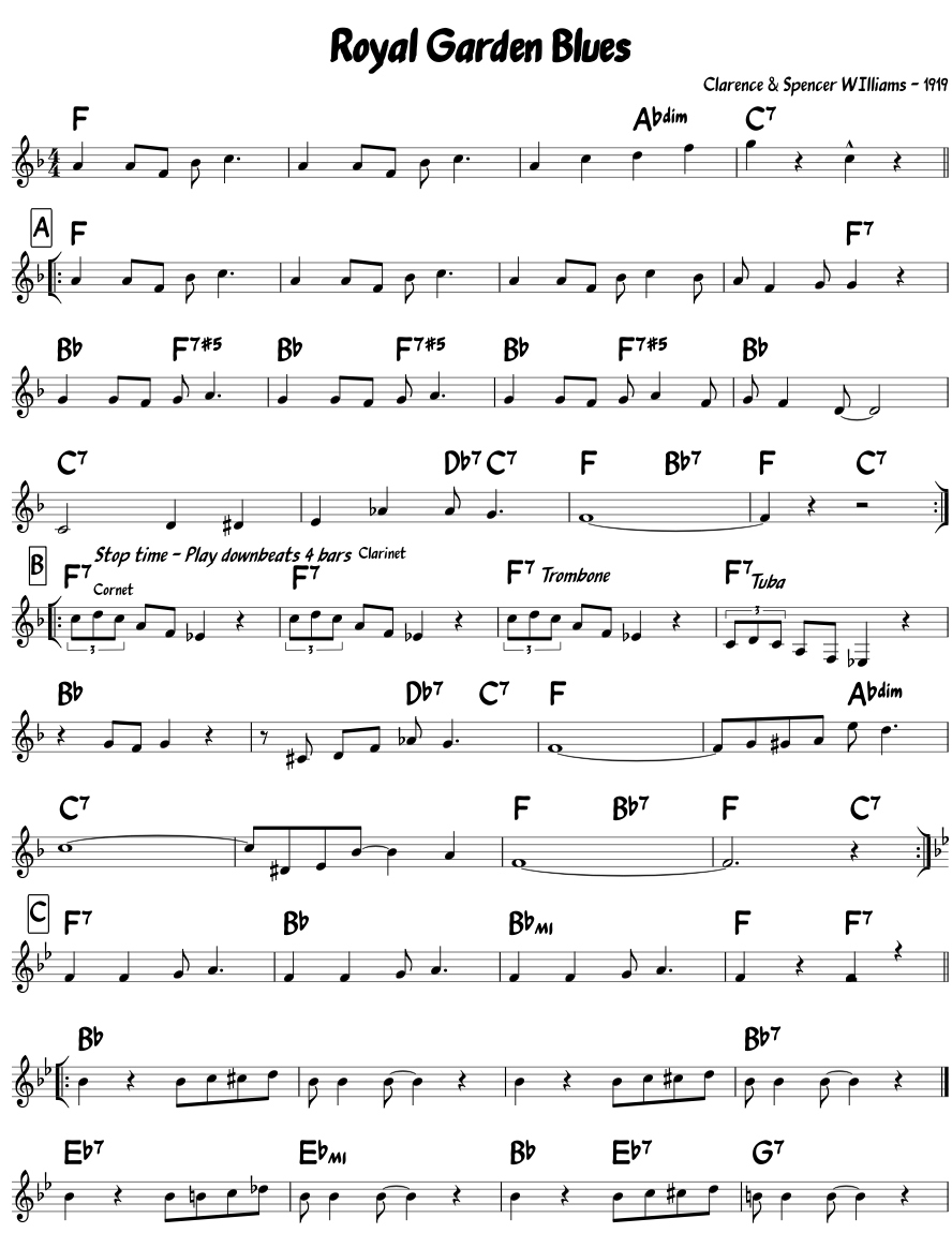 Royal Garden Blues Sheet Music Musescore Com