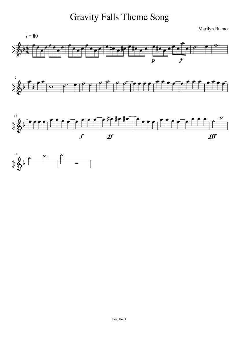 Gravity Falls Sheet Music For Flute Download Free In Pdf Or Midi