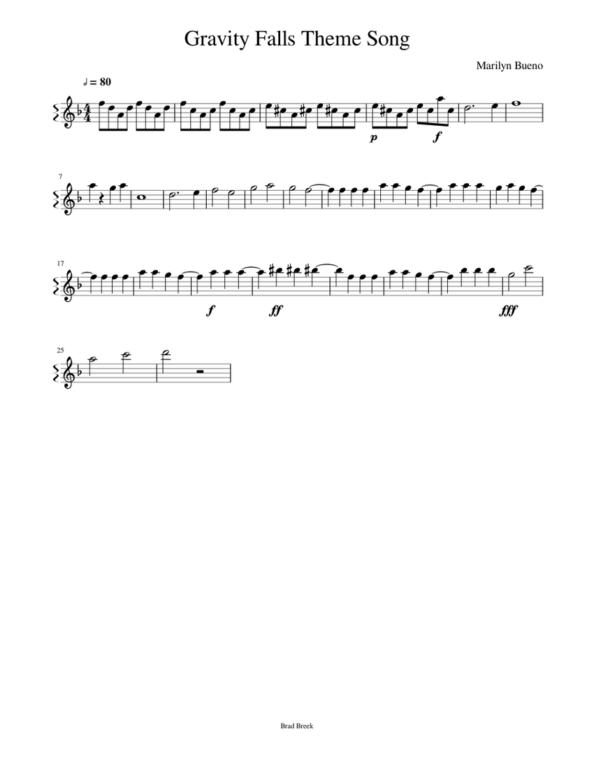 Gravity Falls Sheet Music For Flute Download Free In Pdf Or Midi