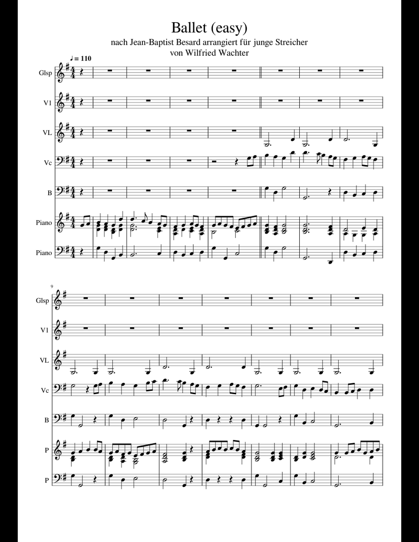 Ballet (easy) sheet music for Piano, Percussion, Strings, Bass download ...