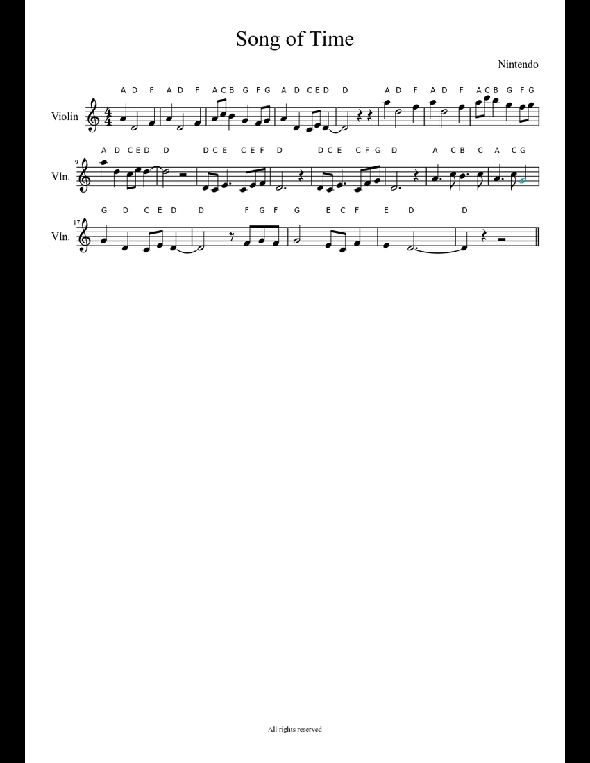 Song of Time sheet music download free in PDF or MIDI