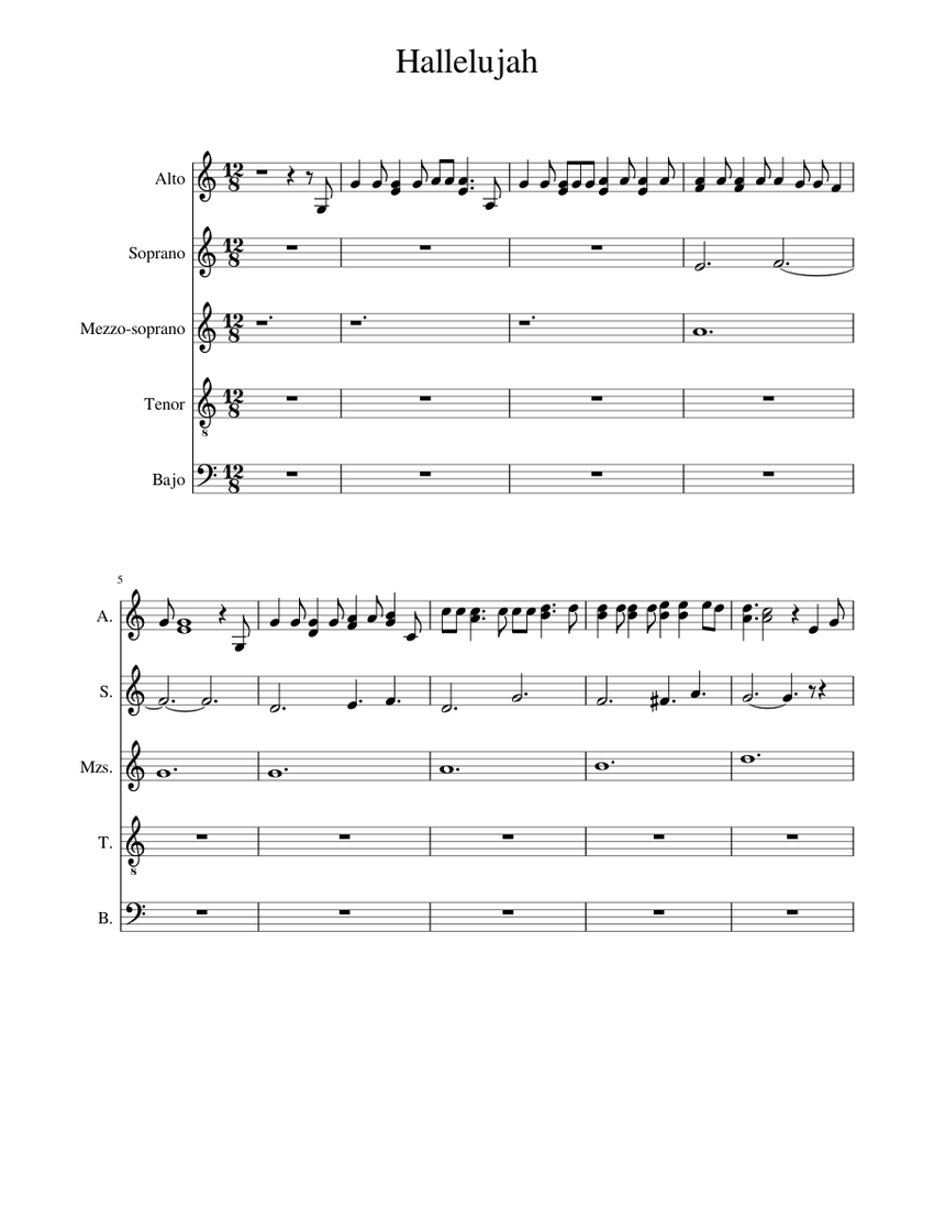 Hallelujah Sheet music | Download free in PDF or MIDI | Musescore.com