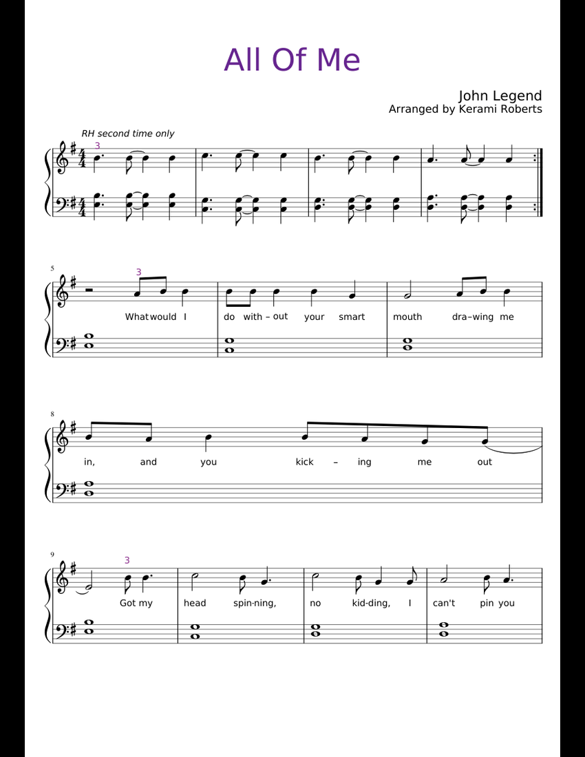 All Of Me sheet music for Piano download free in PDF or MIDI