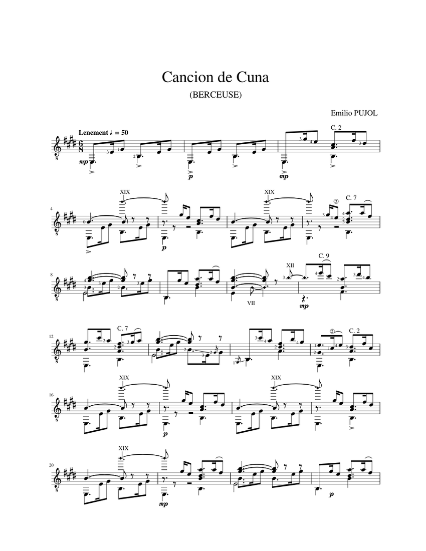Cancion_de_Cuna Sheet music for Guitar (Solo) | Musescore.com